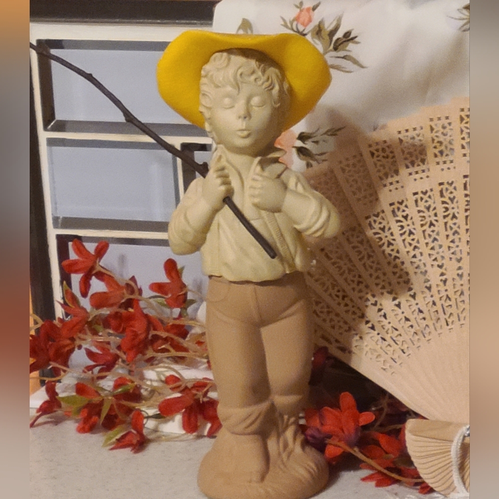 Charming Cowboy Figurine with Yellow Hat Fish Of The DAY Avon Collectible Bottle